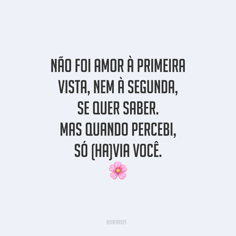 Não foi amor à primeira vista, nem à segunda, se quer saber. Mas quando percebi, só (ha)via você.