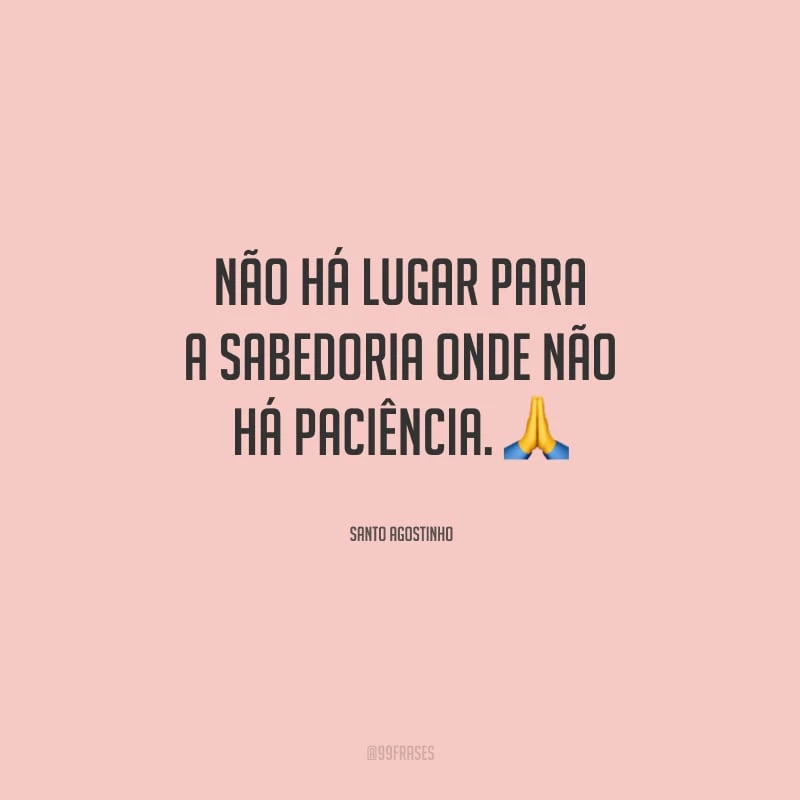 Não há lugar para a sabedoria onde não há paciência.