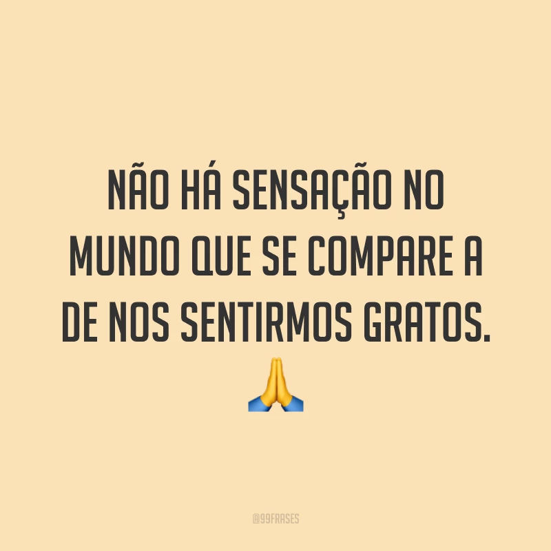 Não há sensação no mundo que se compare a de nos sentirmos gratos. 🙏