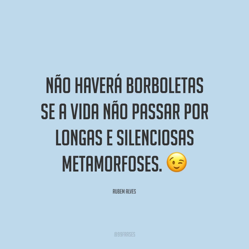 Não haverá borboletas se a vida não passar por longas e silenciosas metamorfoses. ?