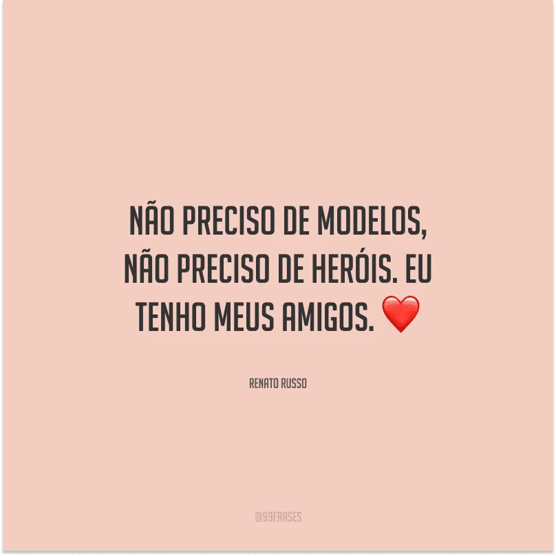 Não preciso de modelos, não preciso de heróis. Eu tenho meus amigos.