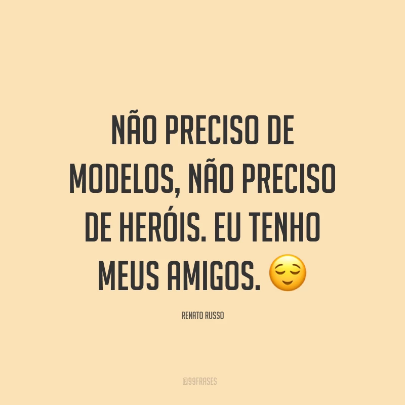 Não preciso de modelos, não preciso de heróis. Eu tenho meus amigos. ?