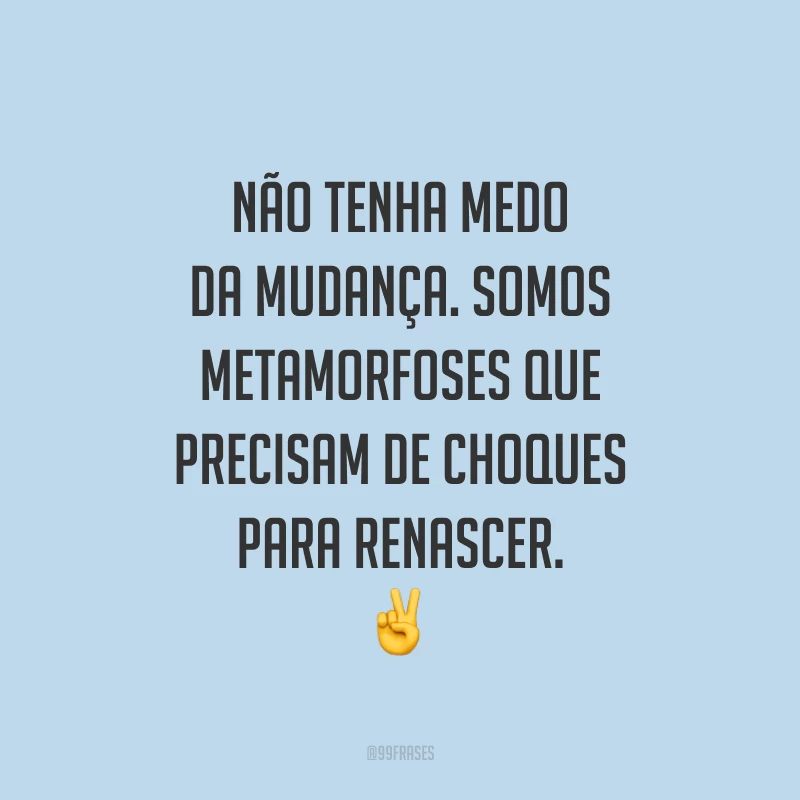 Não tenha medo da mudança. Somos metamorfoses que precisam de choques para renascer. ✌