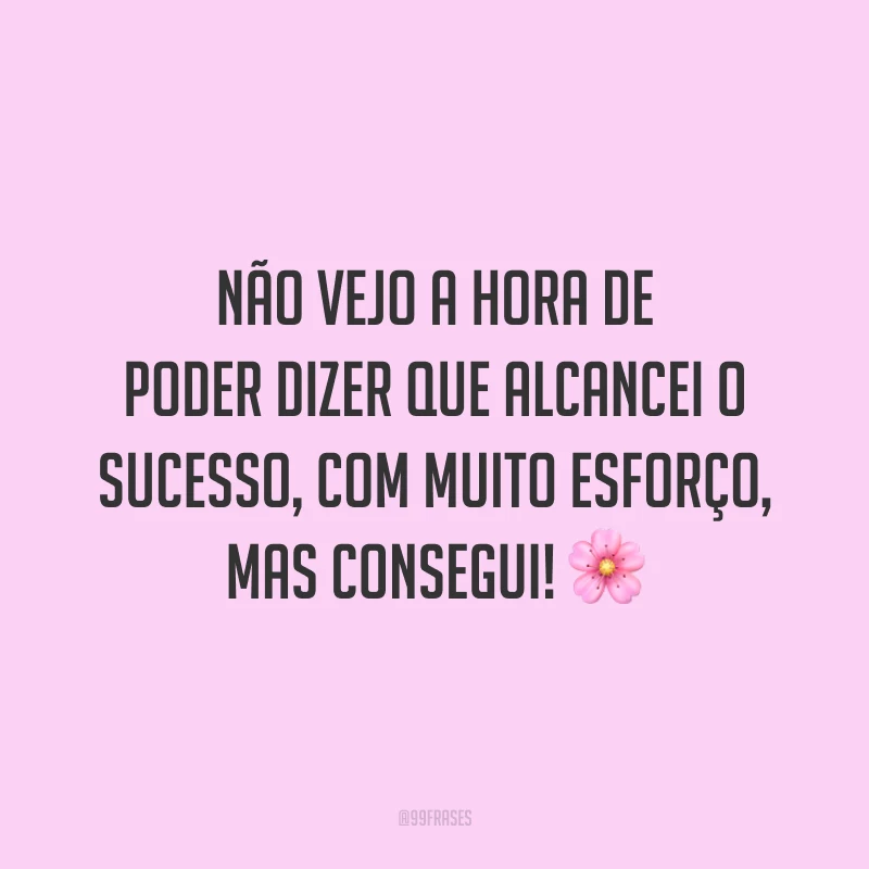 Não vejo a hora de poder dizer que alcancei o sucesso, com muito esforço, mas consegui!