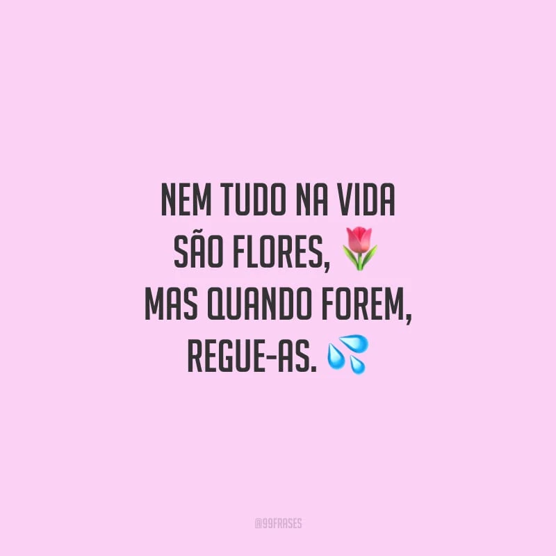 Nem tudo na vida são flores, mas quando forem, regue-as.