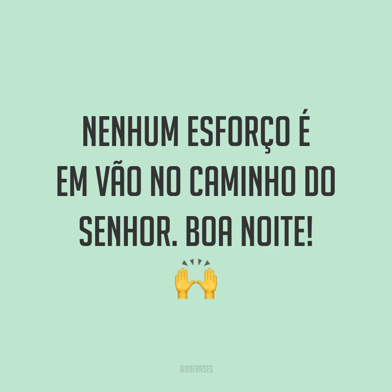 Nenhum esforço é em vão no caminho do Senhor. Boa noite! 🙌