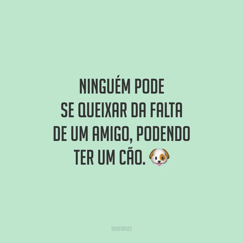 Ninguém pode se queixar da falta de um amigo, podendo ter um cão.