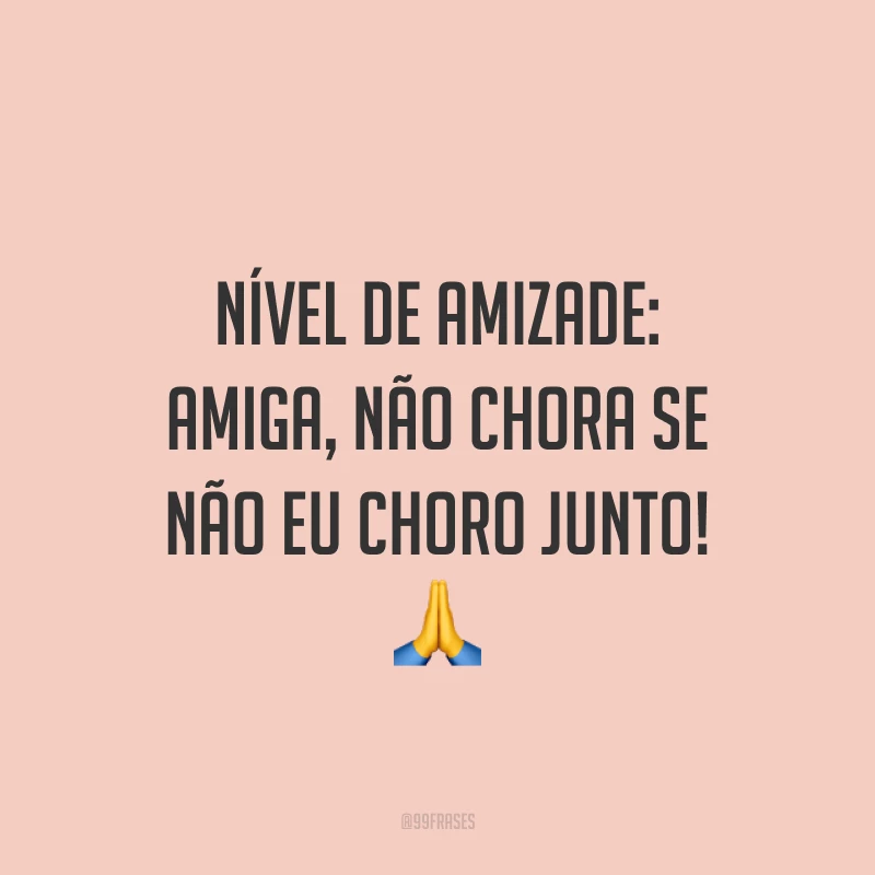 Nível de amizade: amiga, não chora se não eu choro junto! ?