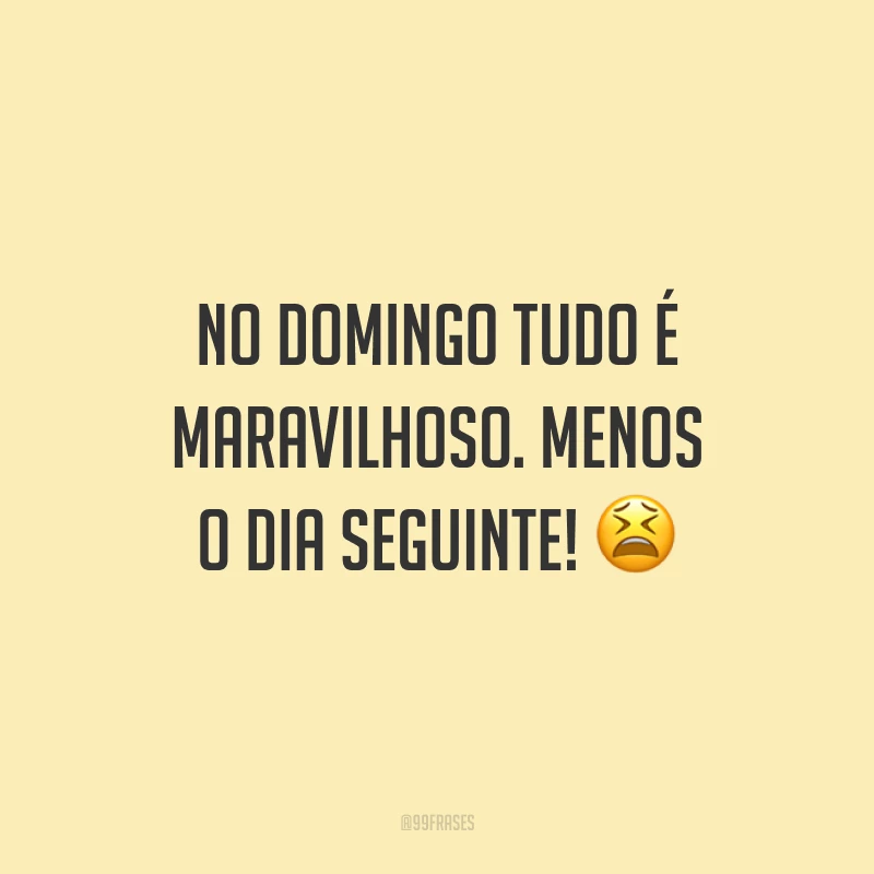 No domingo tudo é maravilhoso. Menos o dia seguinte!
