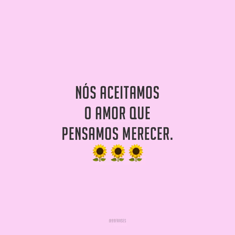 Nós aceitamos o amor que pensamos merecer.