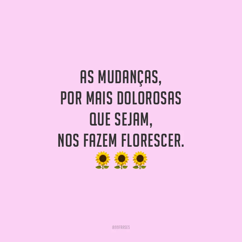 As mudanças, por mais dolorosas que sejam, nos fazem florescer.