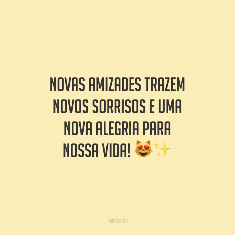 Novas amizades trazem novos sorrisos e uma nova alegria para nossa vida!