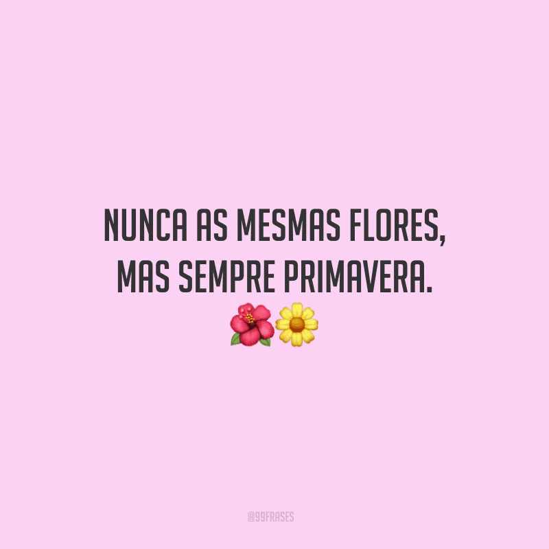 Nunca as mesmas flores, mas sempre primavera.