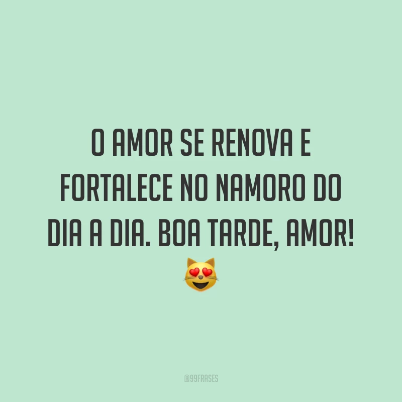 O amor se renova e fortalece no namoro do dia a dia. Boa tarde, amor! 😻