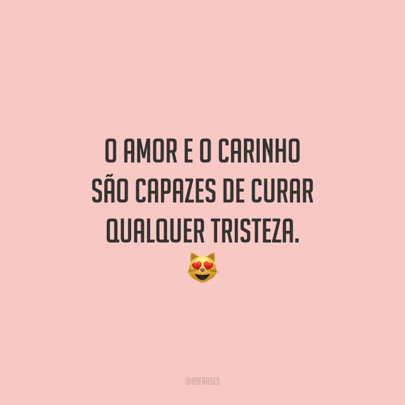 O amor e o carinho são capazes de curar qualquer tristeza. 