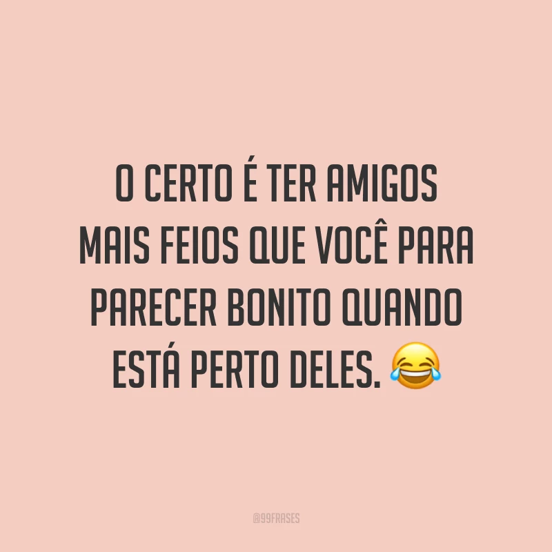 O certo é ter amigos mais feios que você para parecer bonito quando está perto deles. 😂