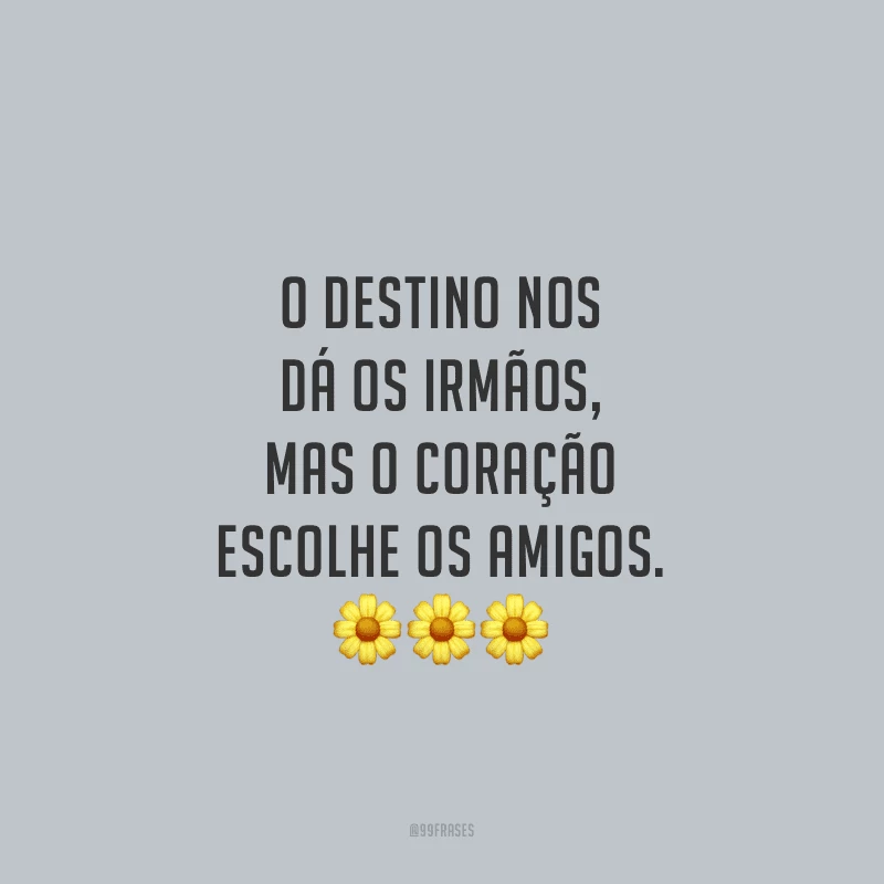O destino nos dá os irmãos, mas o coração escolhe os amigos.