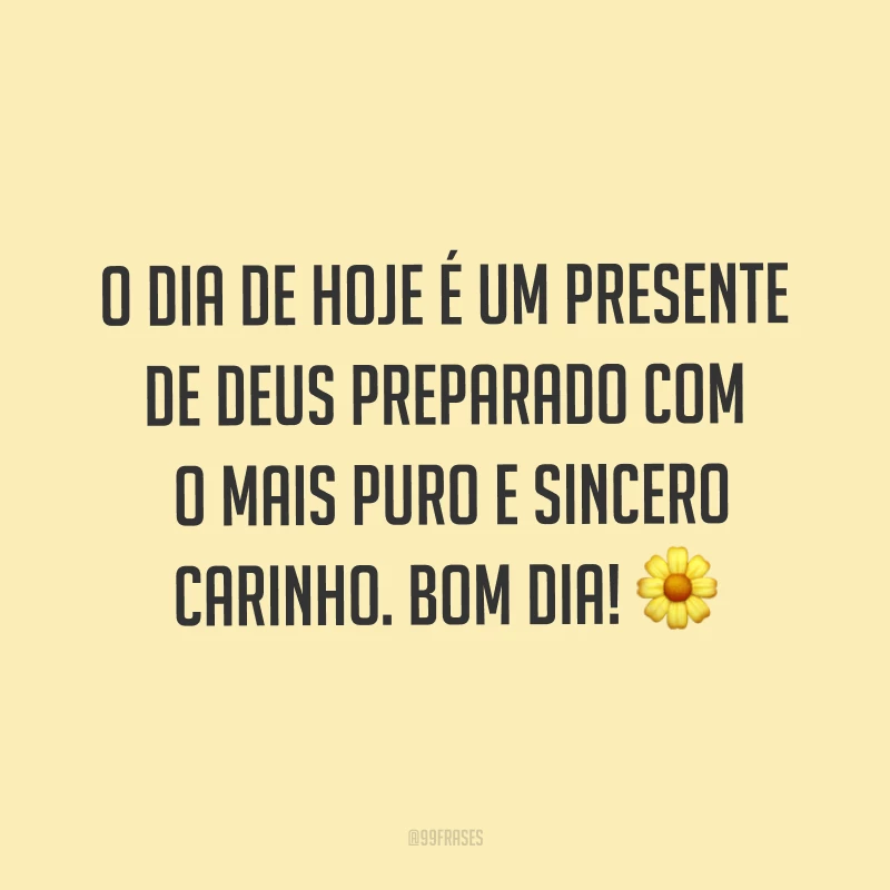 O dia de hoje é um presente de Deus preparado com o mais puro e sincero carinho. Bom dia! ?