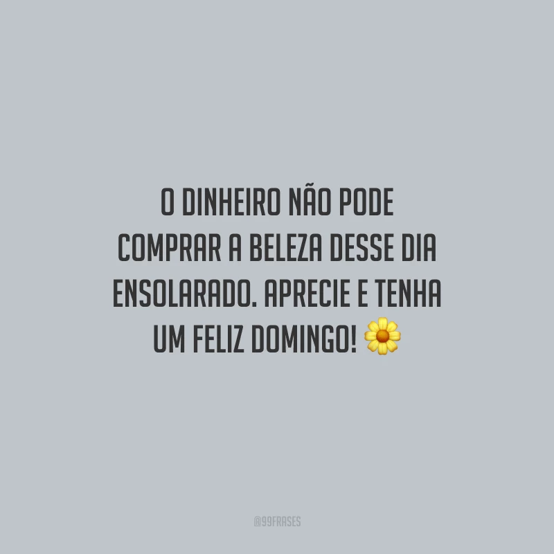 O dinheiro não pode comprar a beleza desse dia ensolarado. Aprecie e tenha um feliz domingo!