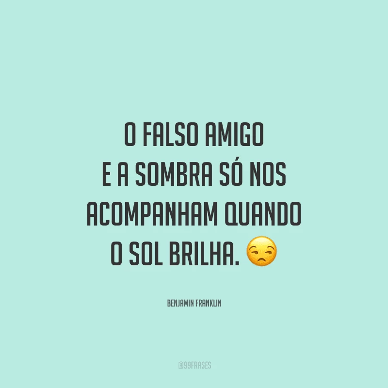 O falso amigo e a sombra só nos acompanham quando o sol brilha.