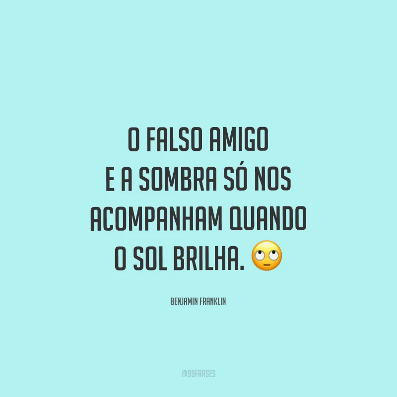 O falso amigo e a sombra só nos acompanham quando o sol brilha.