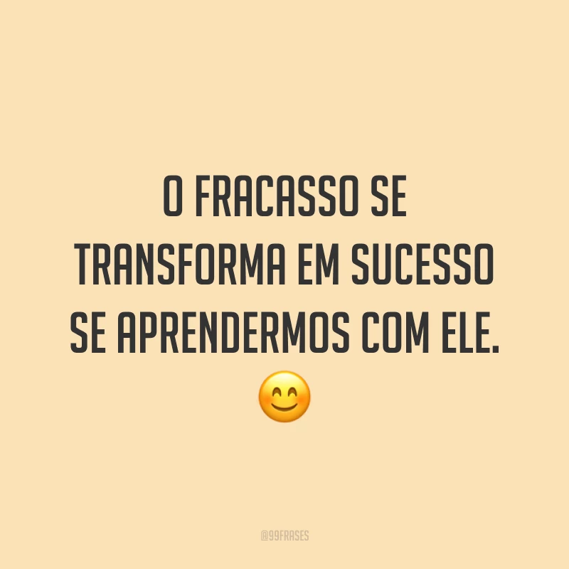 O fracasso se transforma em sucesso se aprendermos com ele. ?