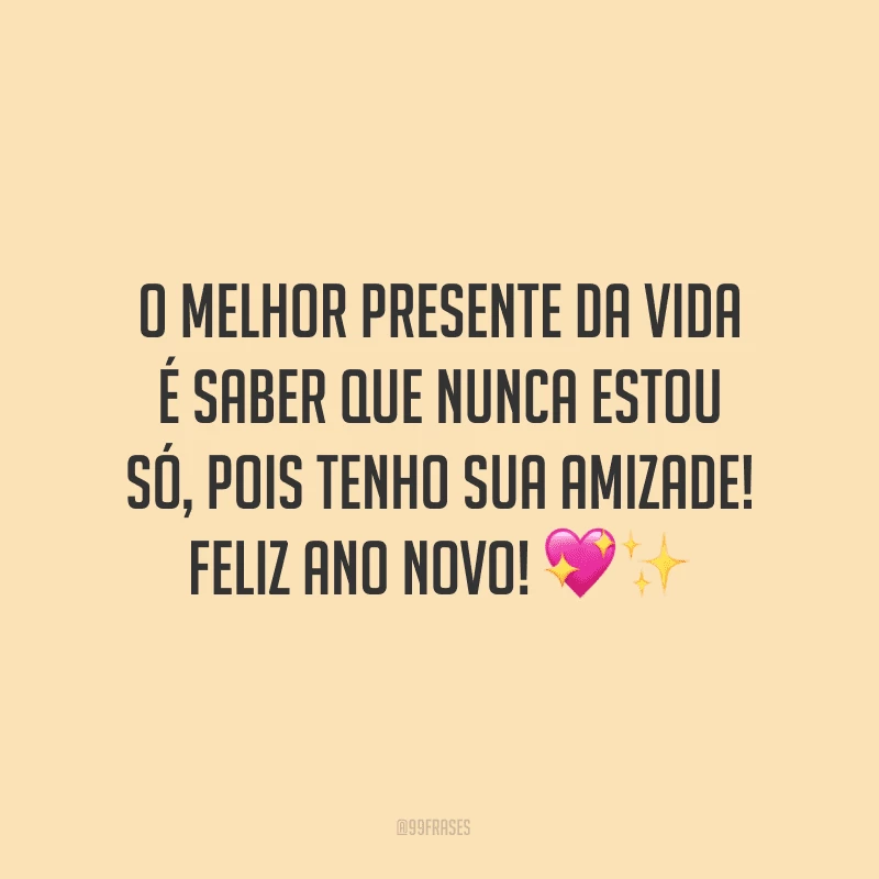 O melhor presente da vida é saber que nunca estou só, pois tenho sua amizade! Feliz Ano Novo!