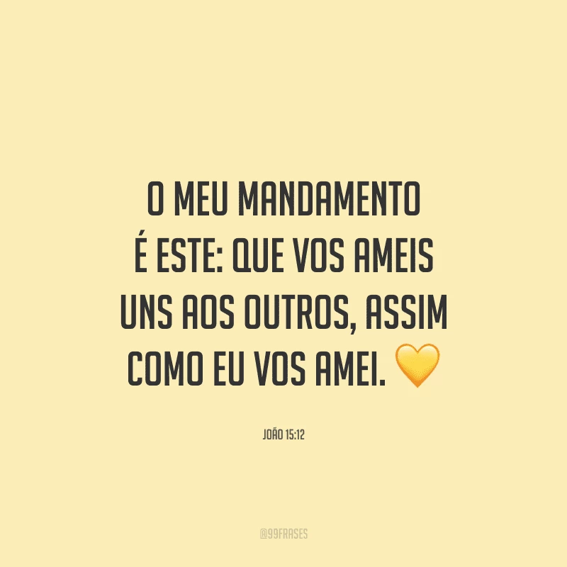 O meu mandamento é este: que vos ameis uns aos outros, assim como eu vos amei.