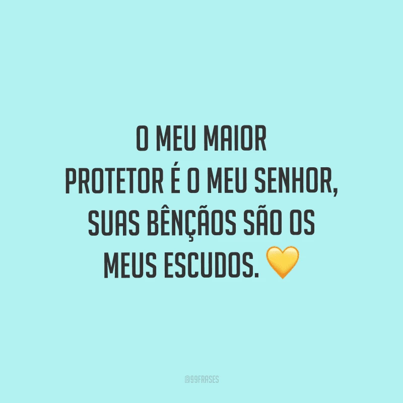 O meu maior protetor é o meu Senhor, suas bênçãos são os meus escudos.