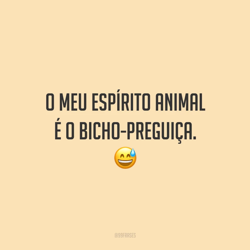 O meu espírito animal é o bicho-preguiça. 😅