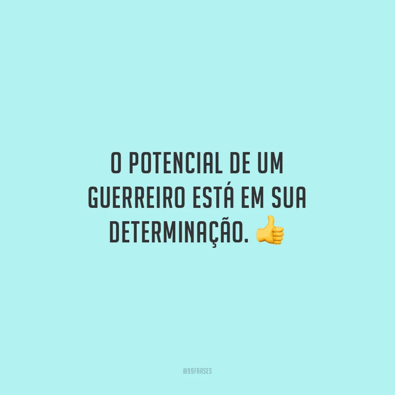 O potencial de um guerreiro está em sua determinação.