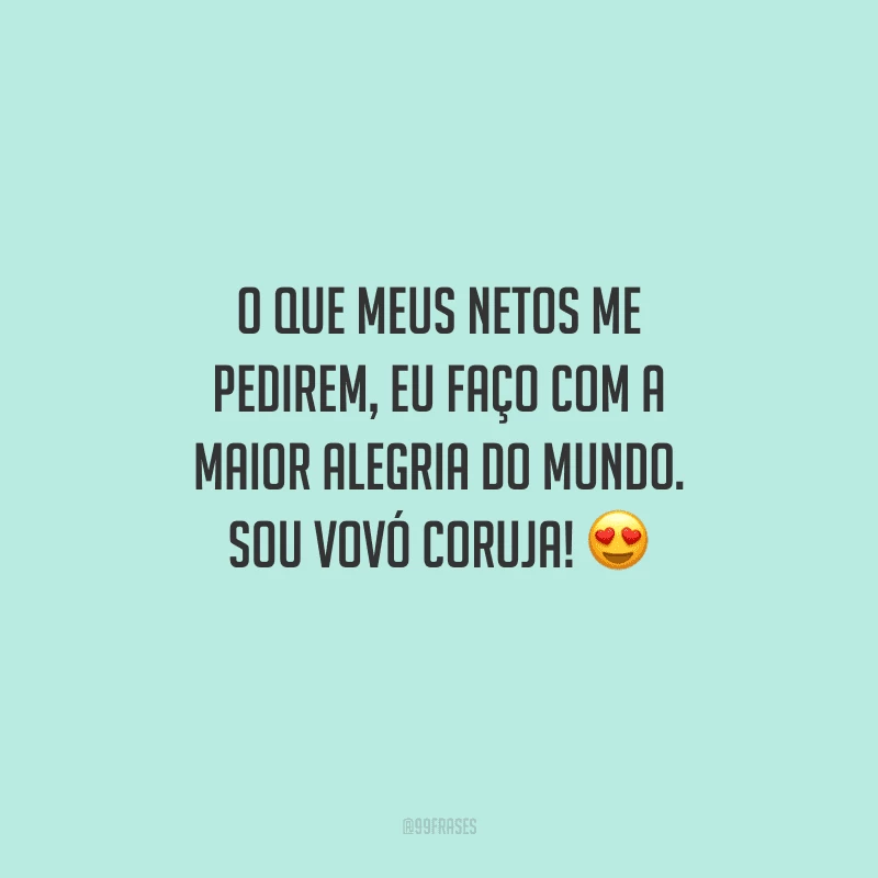 O que meus netos me pedirem, eu faço com a maior alegria do mundo. Sou vovó coruja!