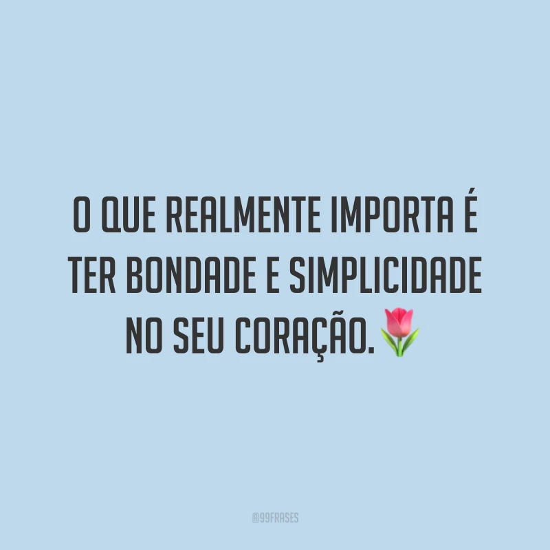 O que realmente importa é ter bondade e simplicidade no seu coração.🌷