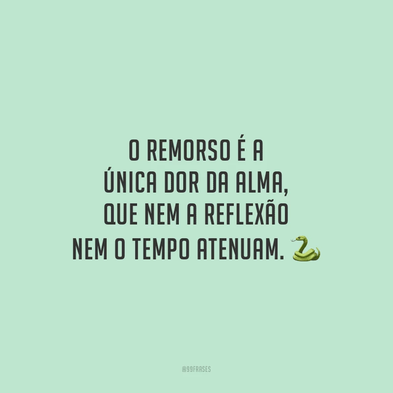 O remorso é a única dor da alma, que nem a reflexão nem o tempo atenuam. 