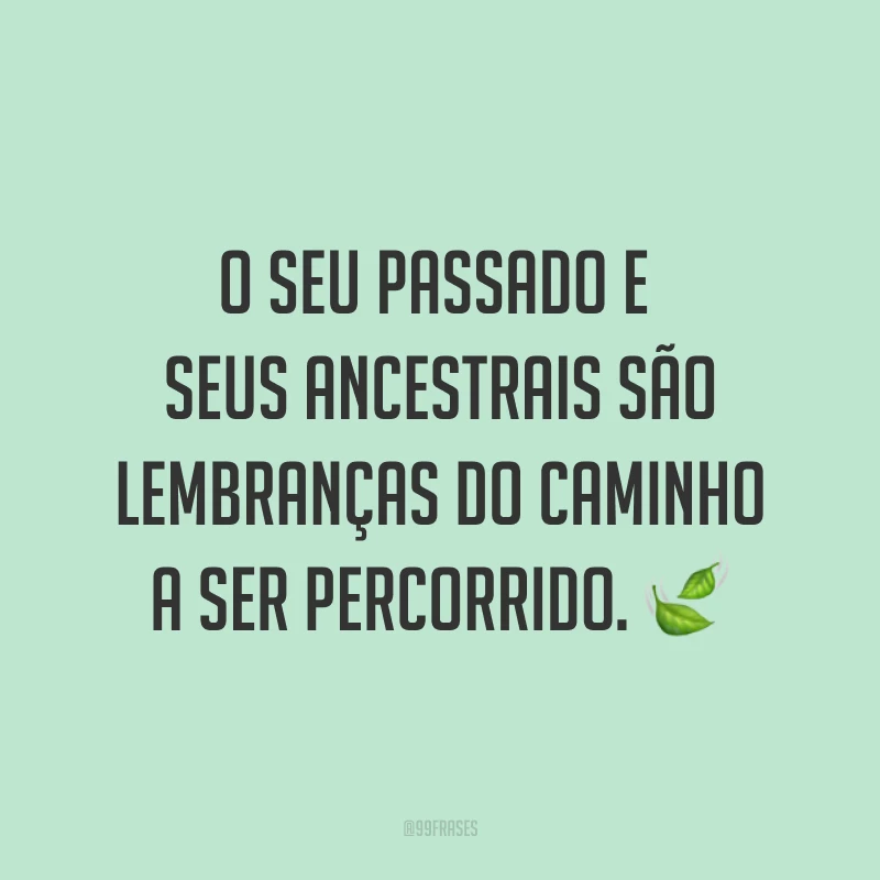 O seu passado e seus ancestrais são lembranças do caminho a ser percorrido. ?