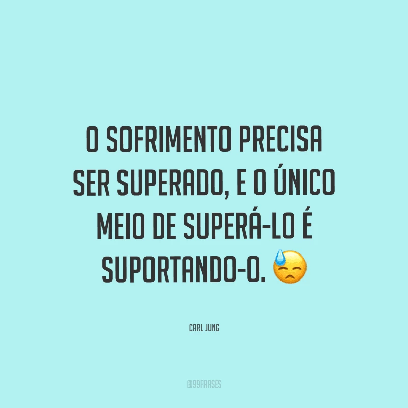 O sofrimento precisa ser superado, e o único meio de superá-lo é suportando-o.