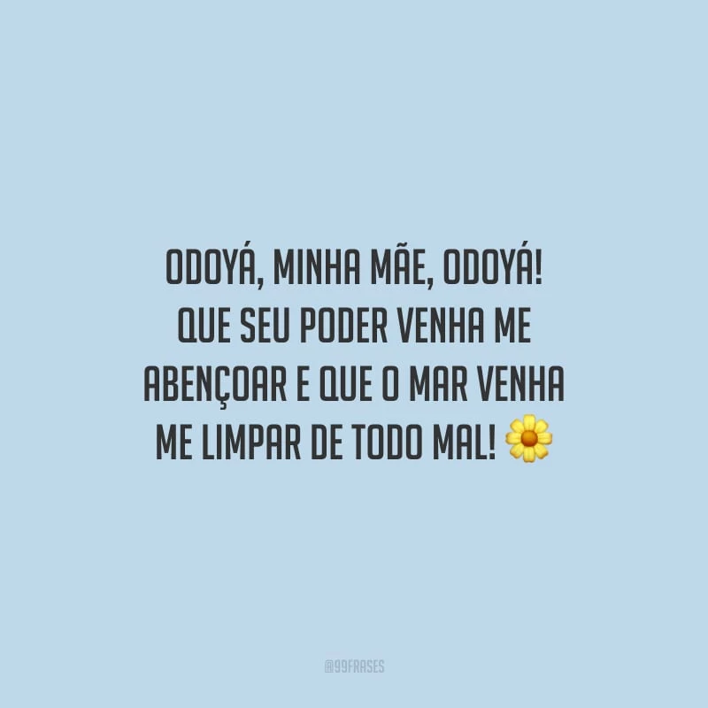 Odoyá, minha mãe, Odoyá! Que seu poder venha me abençoar e que o mar venha me limpar de todo mal!