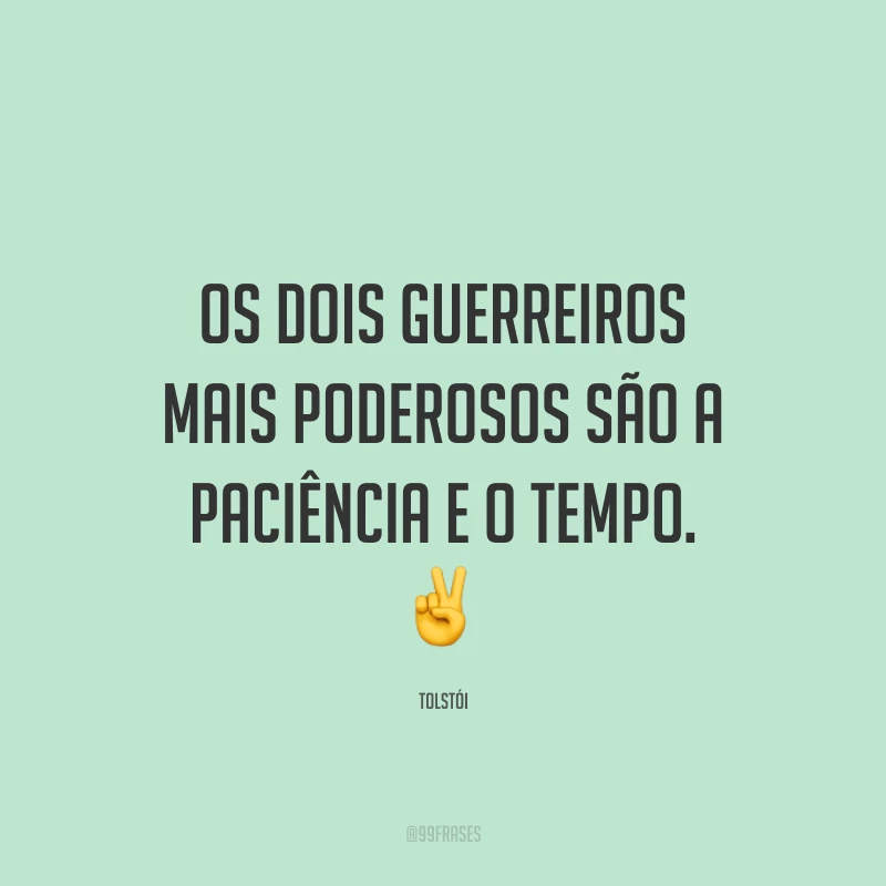 Os dois guerreiros mais poderosos são a paciência e o tempo. ✌️