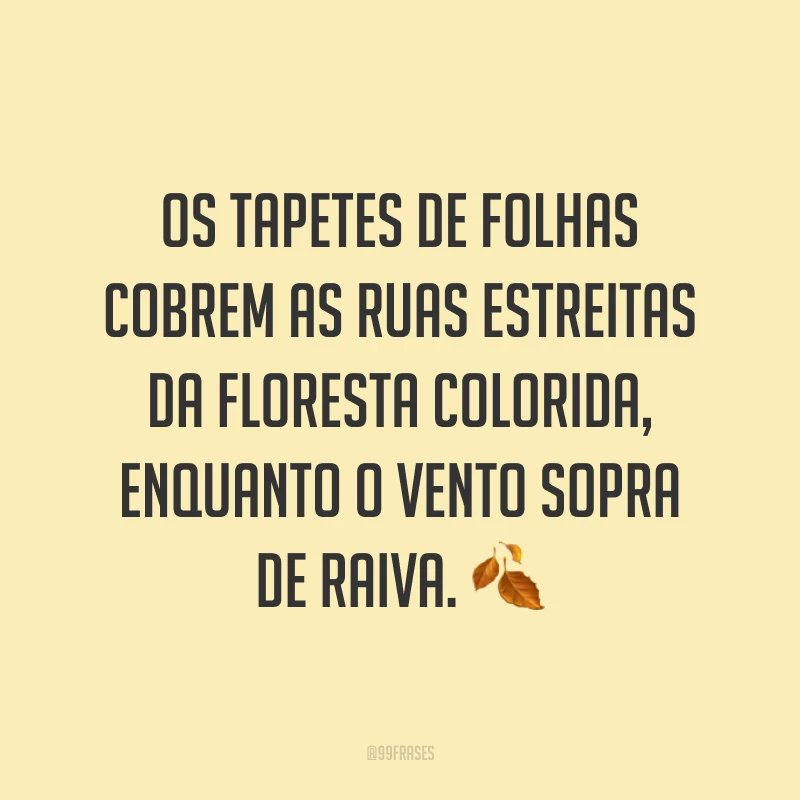 Os tapetes de folhas cobrem as ruas estreitas da floresta colorida, enquanto o vento sopra de raiva. ?