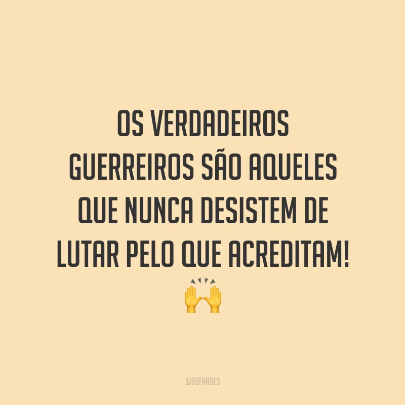 Os verdadeiros guerreiros são aqueles que nunca desistem de lutar pelo que acreditam!