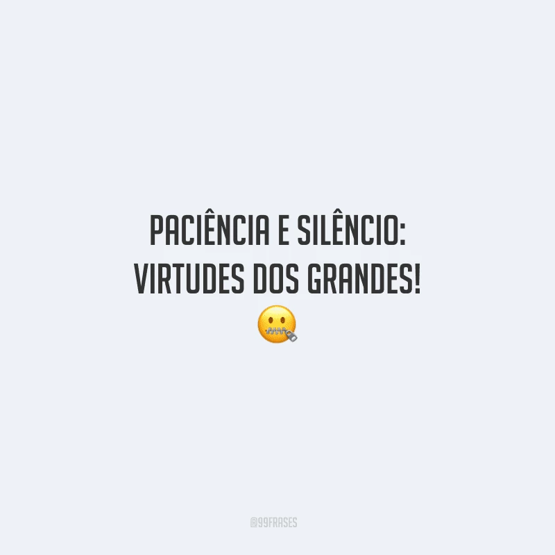 Paciência e silêncio: virtudes dos grandes!