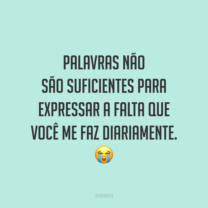 Palavras não são suficientes para expressar a falta que você me faz diariamente. 😭