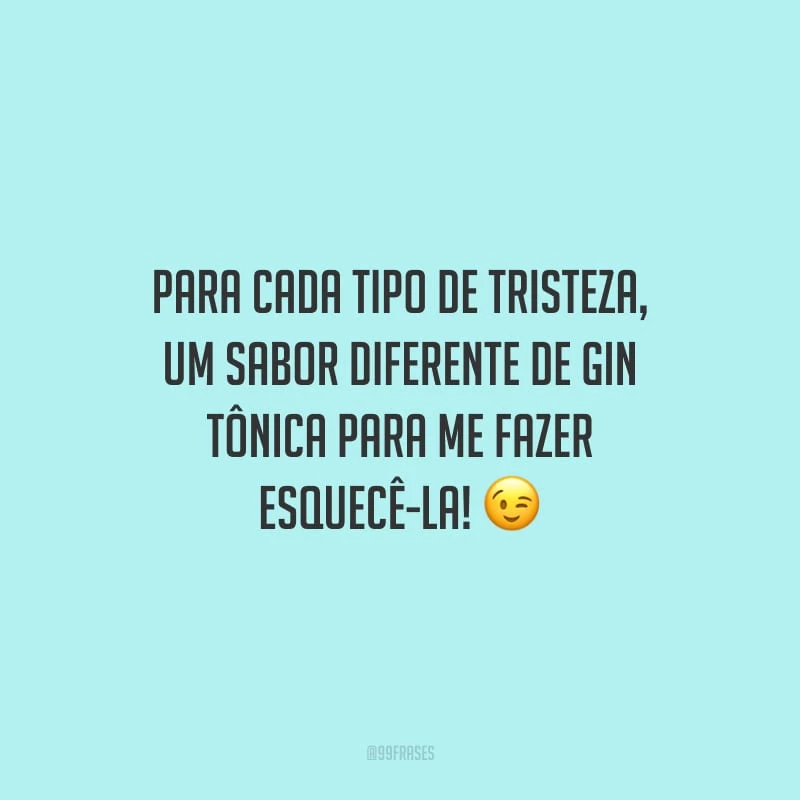 Para cada tipo de tristeza, um sabor diferente de gin tônica para me fazer esquecê-la!