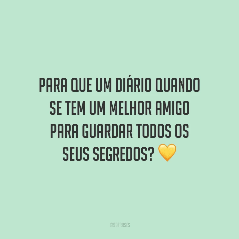 Para que um diário quando se tem um melhor amigo para guardar todos os seus segredos?