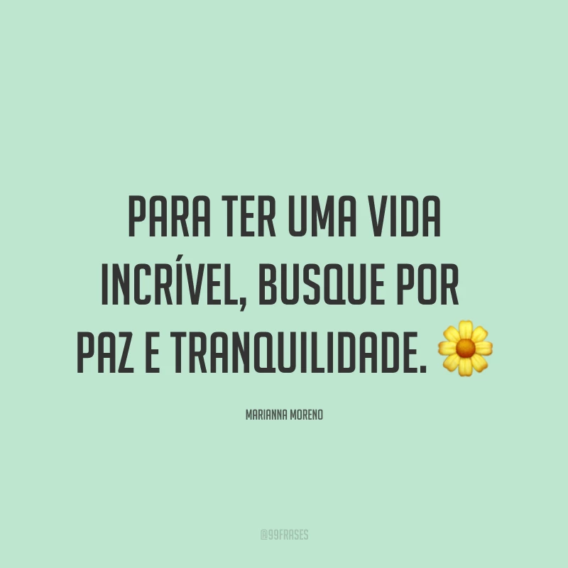 Para ter uma vida incrível, busque por paz e tranquilidade. ?