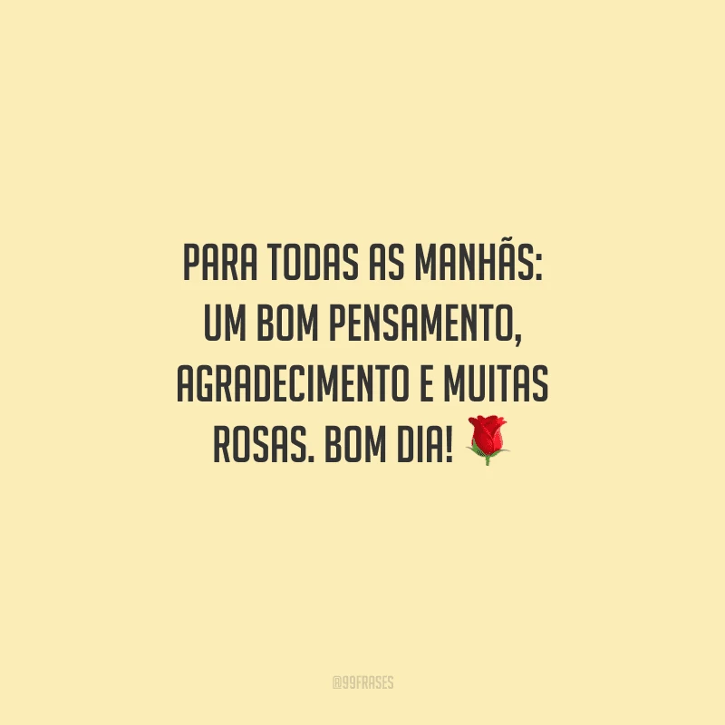 Para todas as manhãs: um bom pensamento, agradecimento e muitas rosas. Bom dia! 