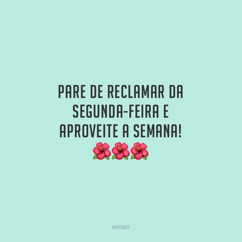Pare de reclamar da segunda-feira e aproveite a semana!
