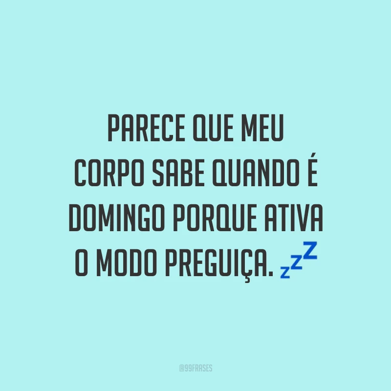 Parece que meu corpo sabe quando é domingo porque ativa o modo preguiça. 💤