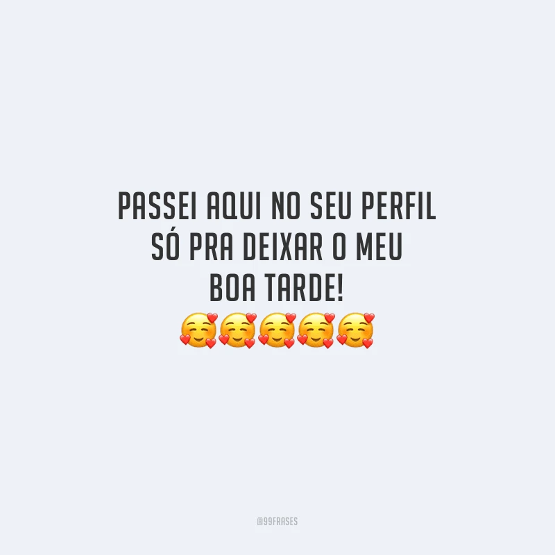 Passei aqui no seu perfil só pra deixar o meu boa tarde!