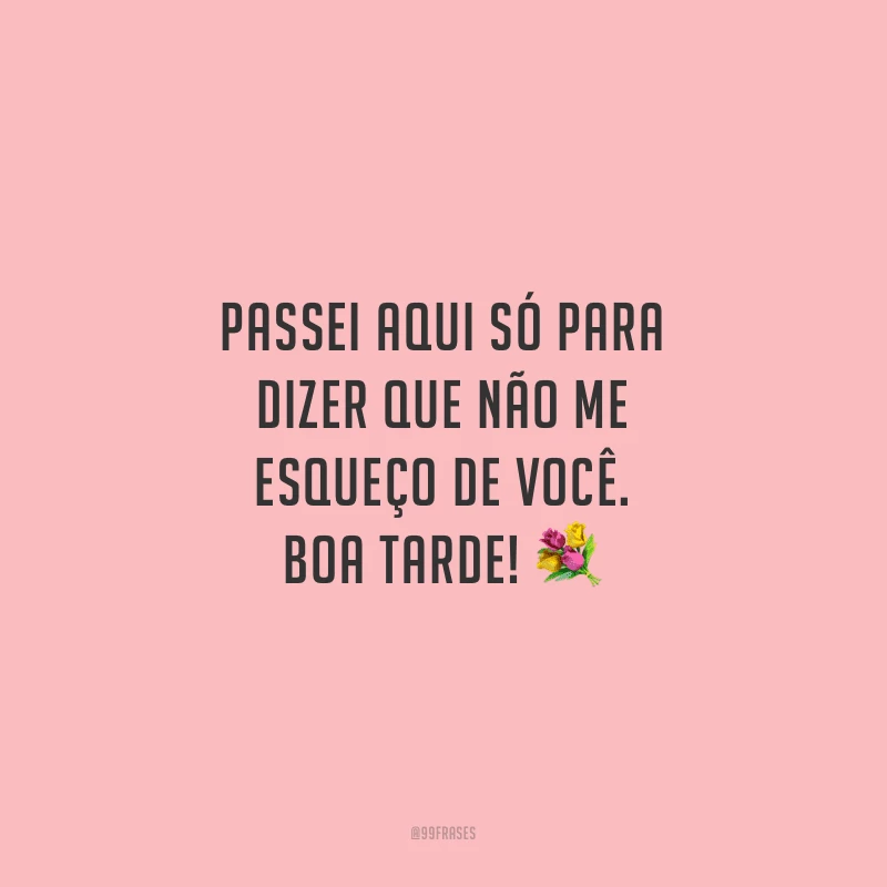 Passei aqui só para dizer que não me esqueço de você. Boa tarde!